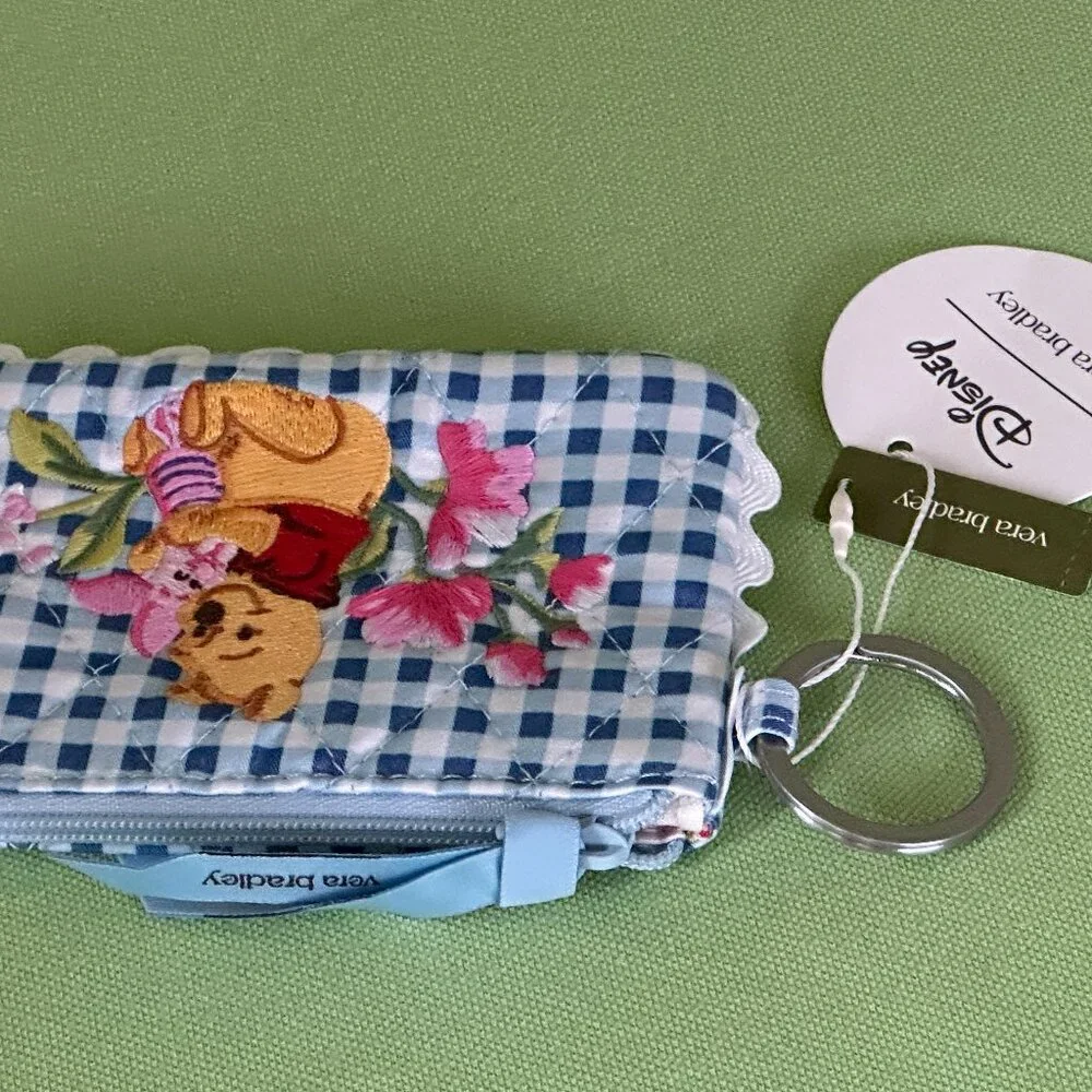 VERA BRADLEY DISNEY WINNIE THE POOH ZIP ID CASE:NWT SPRINGTIME GINGHAM